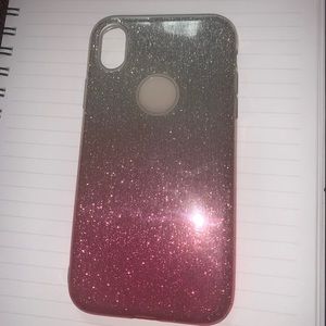 Silver and pink iPhone XR phone case